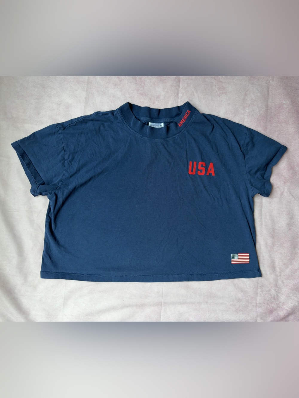 USA Navy Crop Top with Red Logo - Women's